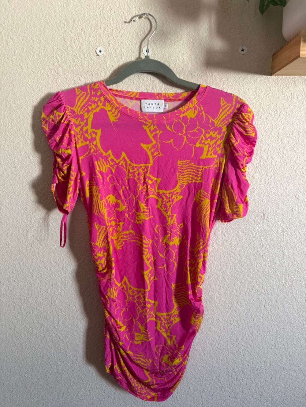 Tanya Taylor Hot Pink and Yellow Floral Tee